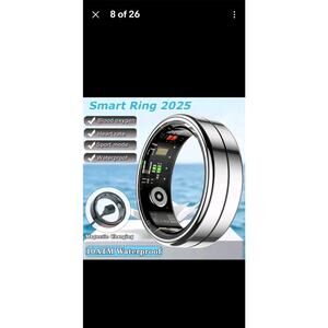 Smart Ring Blood Pressure Heart Rate Monitoring Smartring IP68 Silver Sz 12